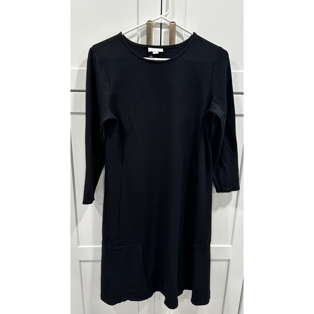 J Jill Ponte Black Knit Long Sleeve Dress XS Minimalist Casual